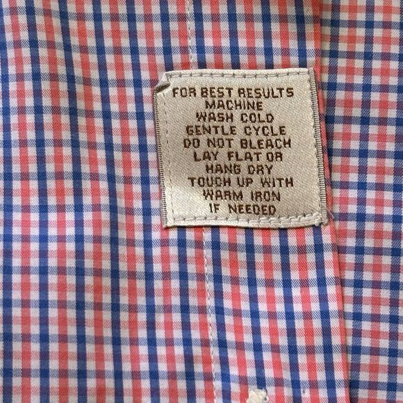 Peter Millar Blue & Orange Checked Button Down Men’s Size Large Weekender Finish - Picture 4 of 10